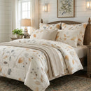 autumnal amber leaf botanical bedspread neutral earth tones