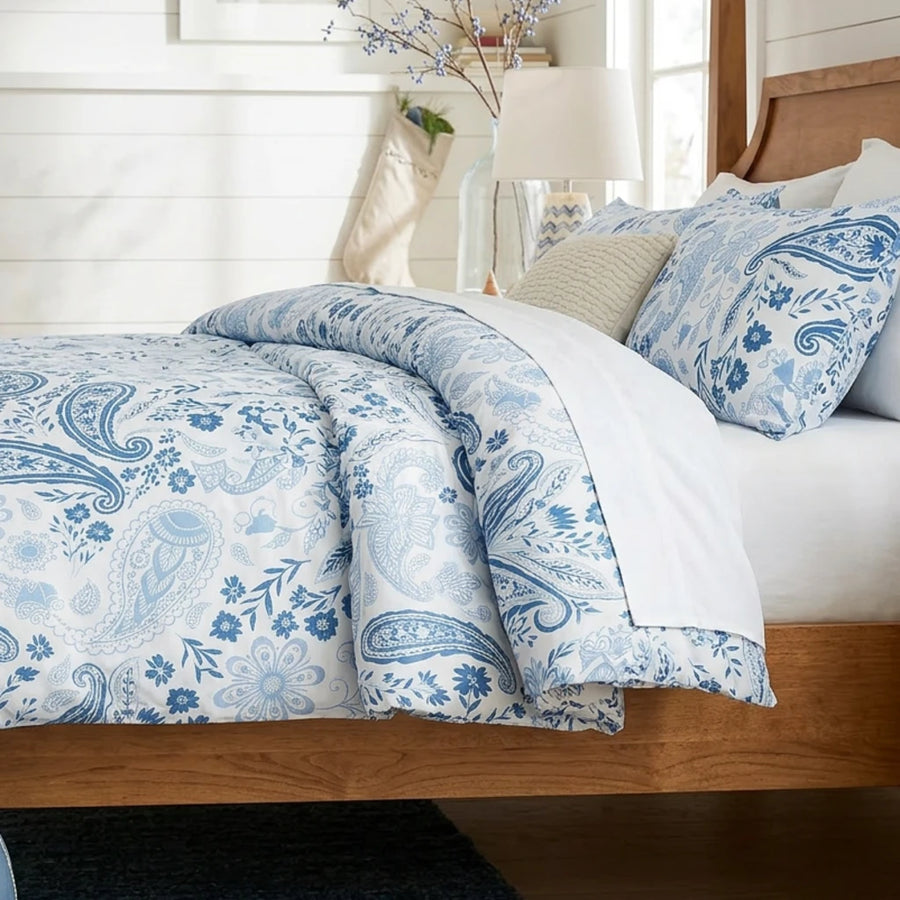 azure shoreline paisley comforter set blue white floral bedding