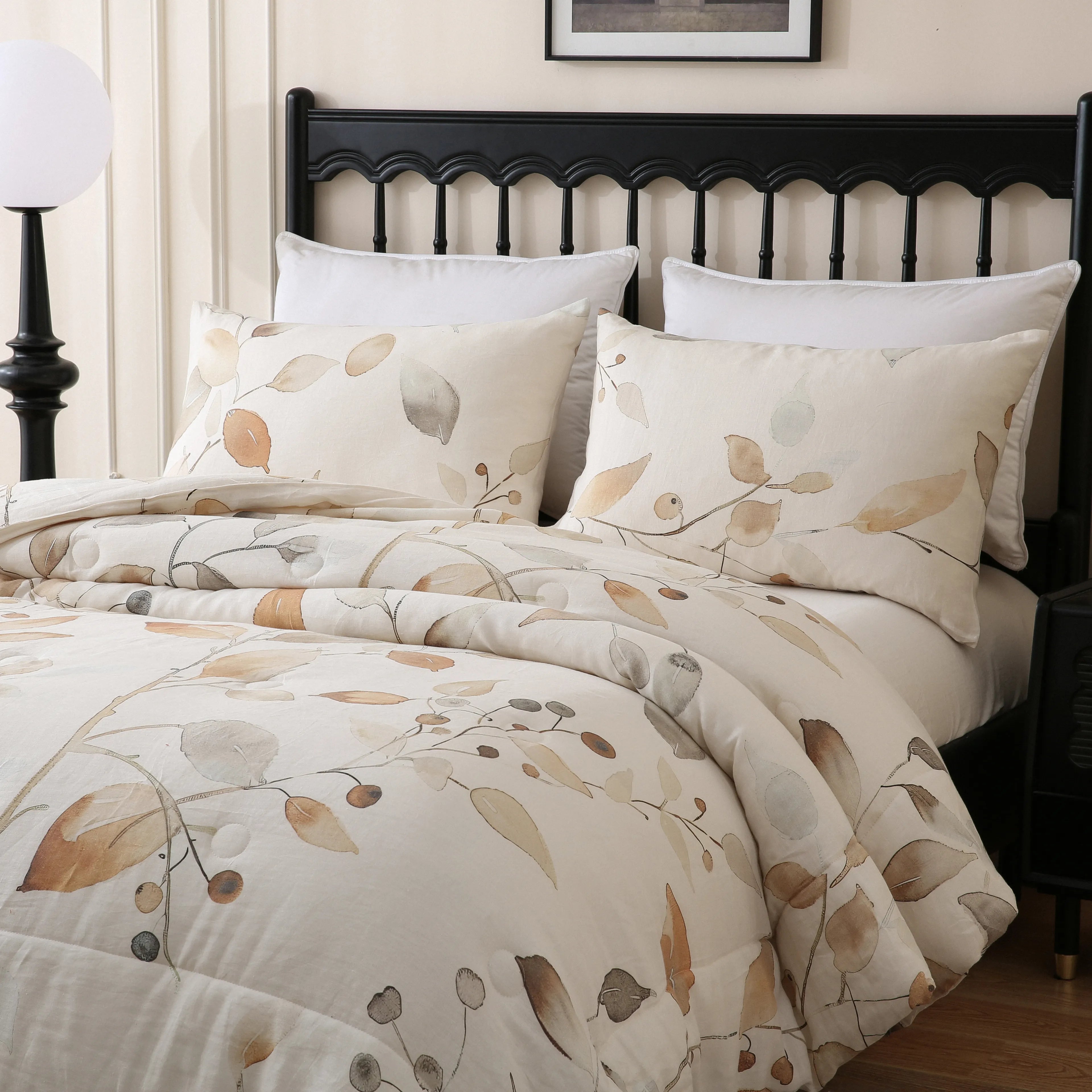 Linen Floral Comforter Set