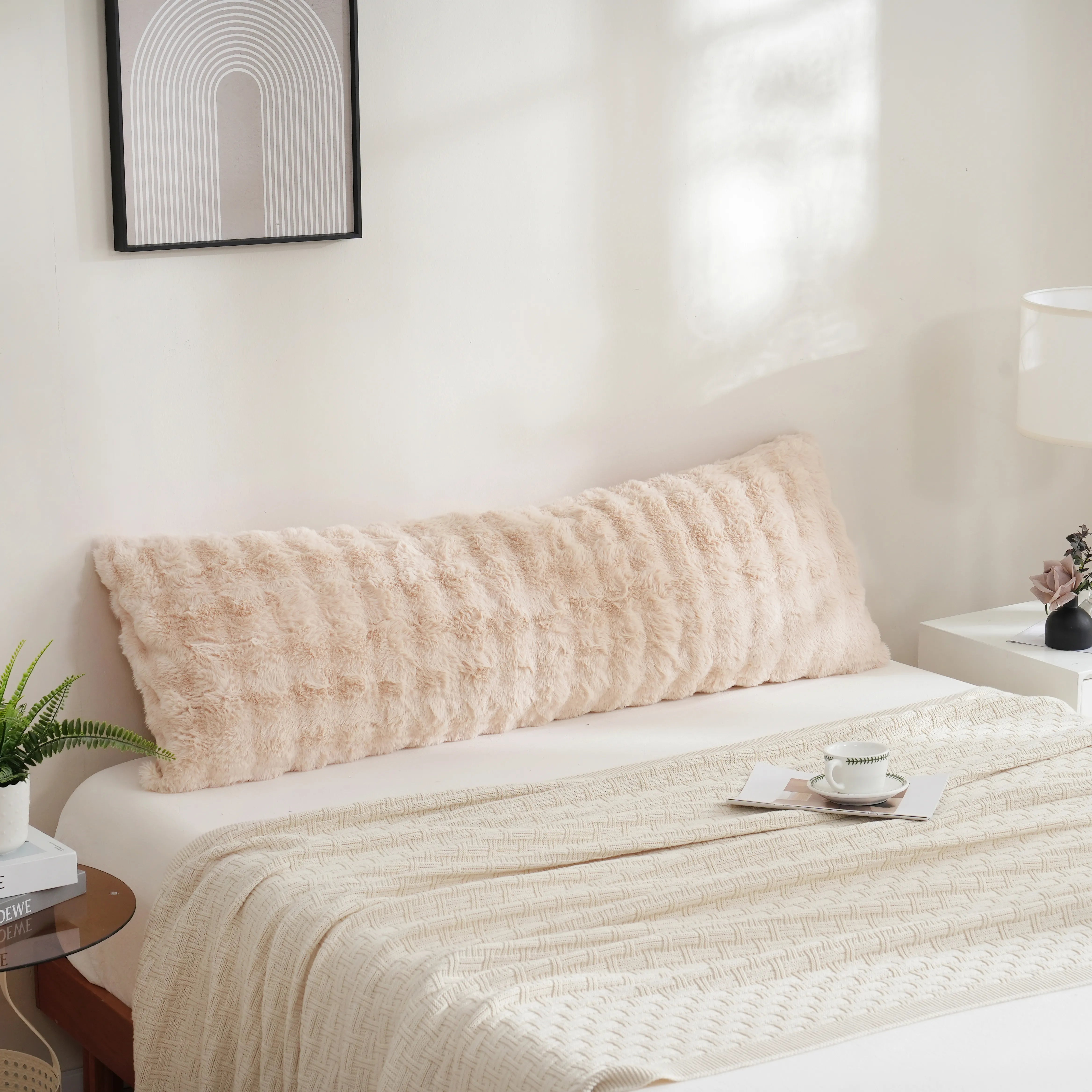 beige rabbit velvet pillowcase