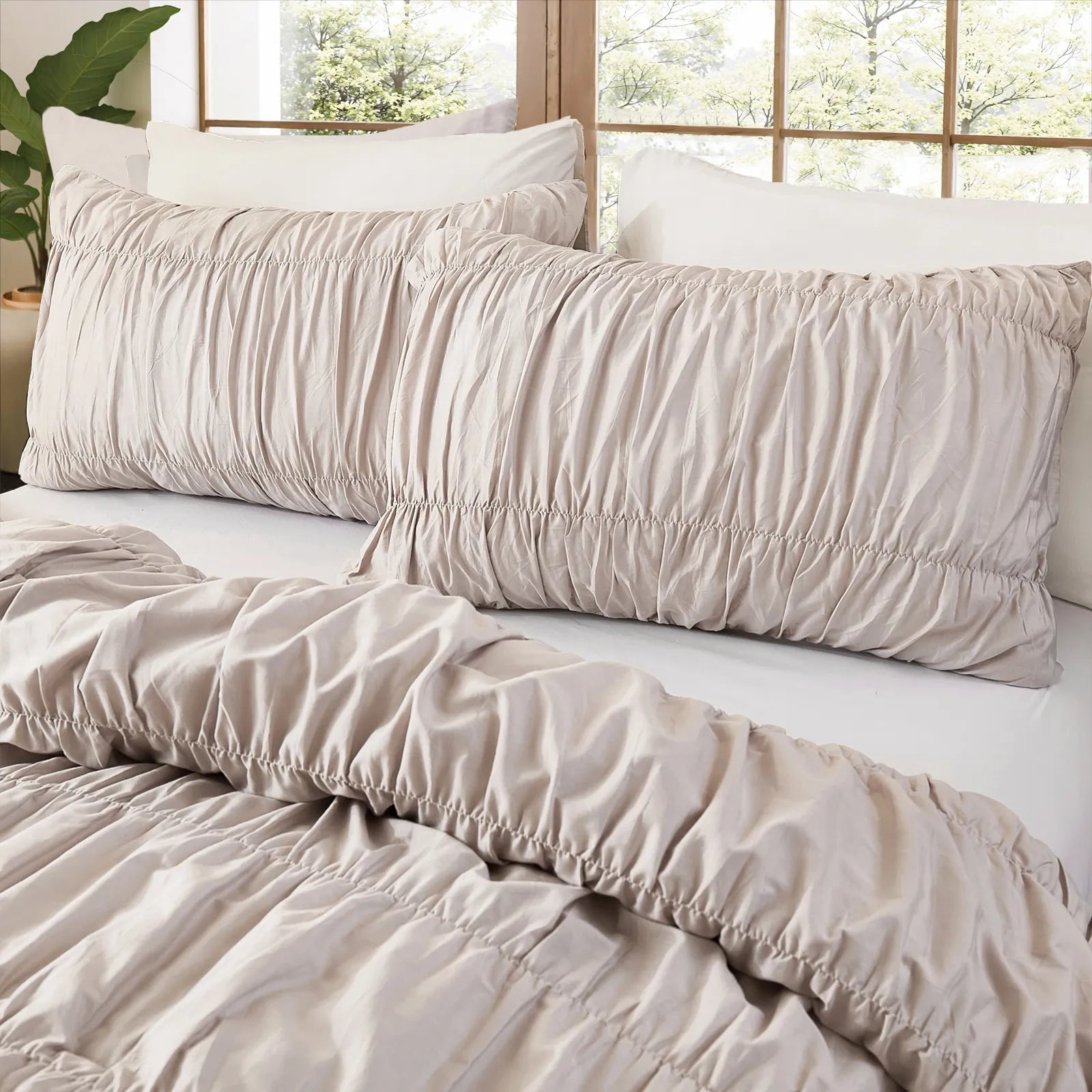 beige rope embroidered comforter set queen