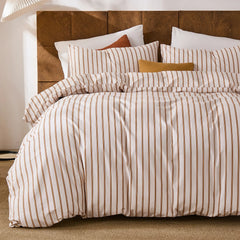 beige pinstripe bedding sets