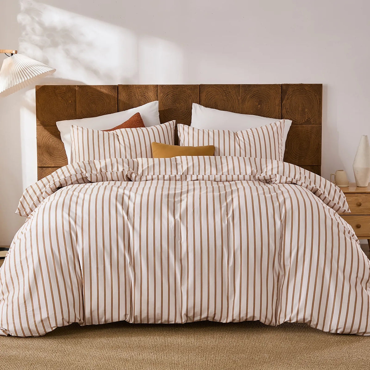 beige pinstripe comforter set king size