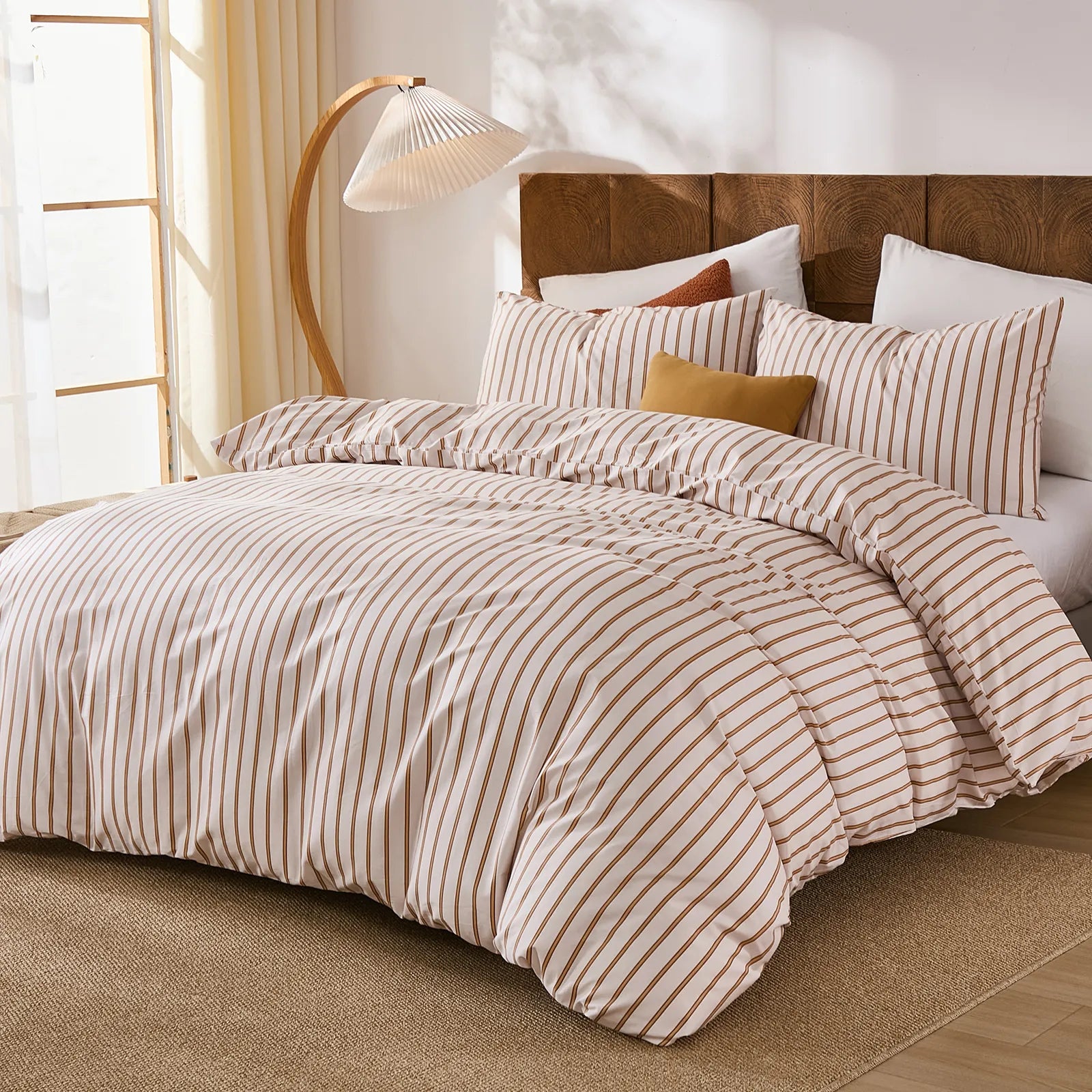 beige pinstripe comforter set queen size