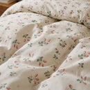 berry bramble duvet cover set strawberry print fabric closeup