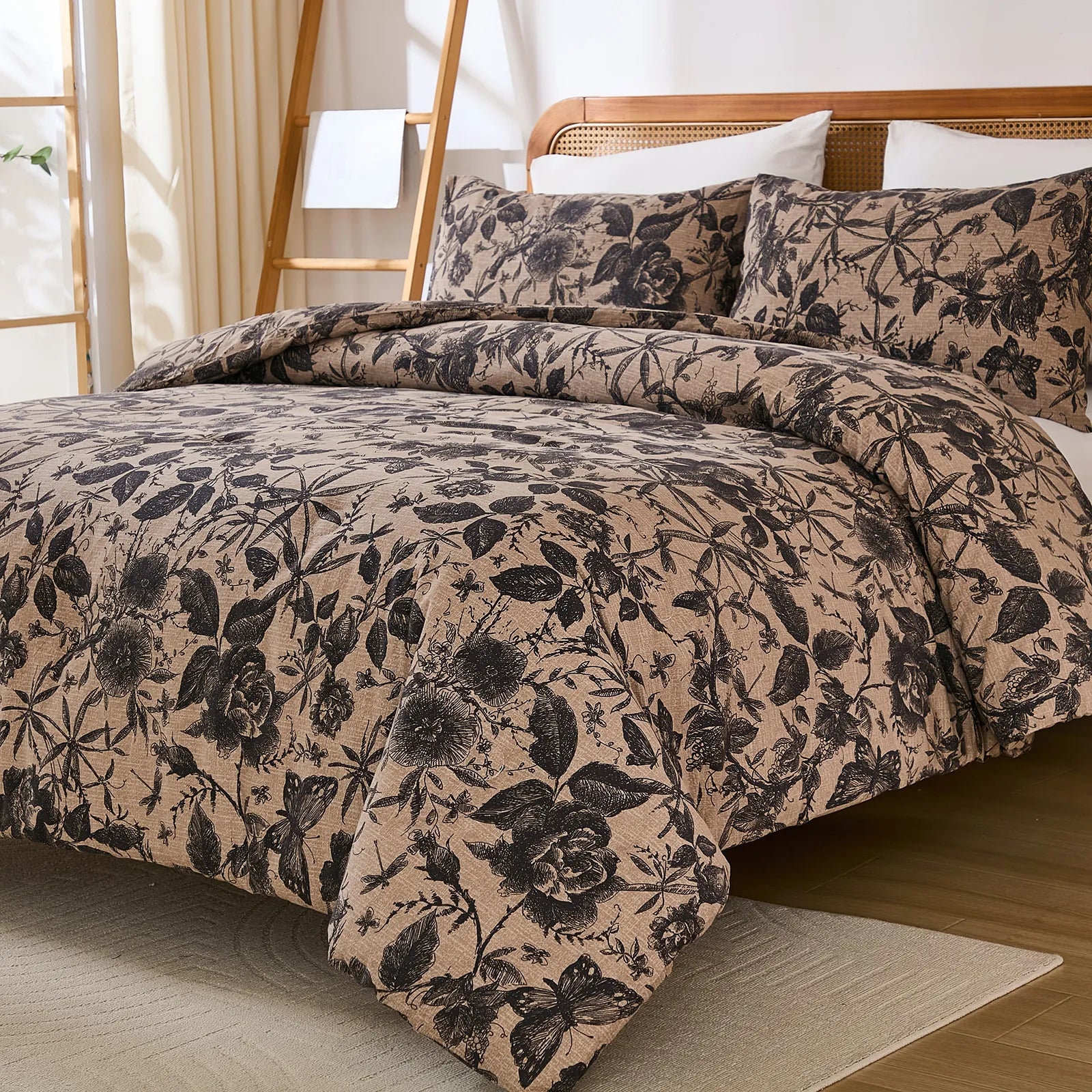 black and brown floral bedding sets