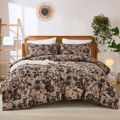 black and brown floral bedding sets queen size