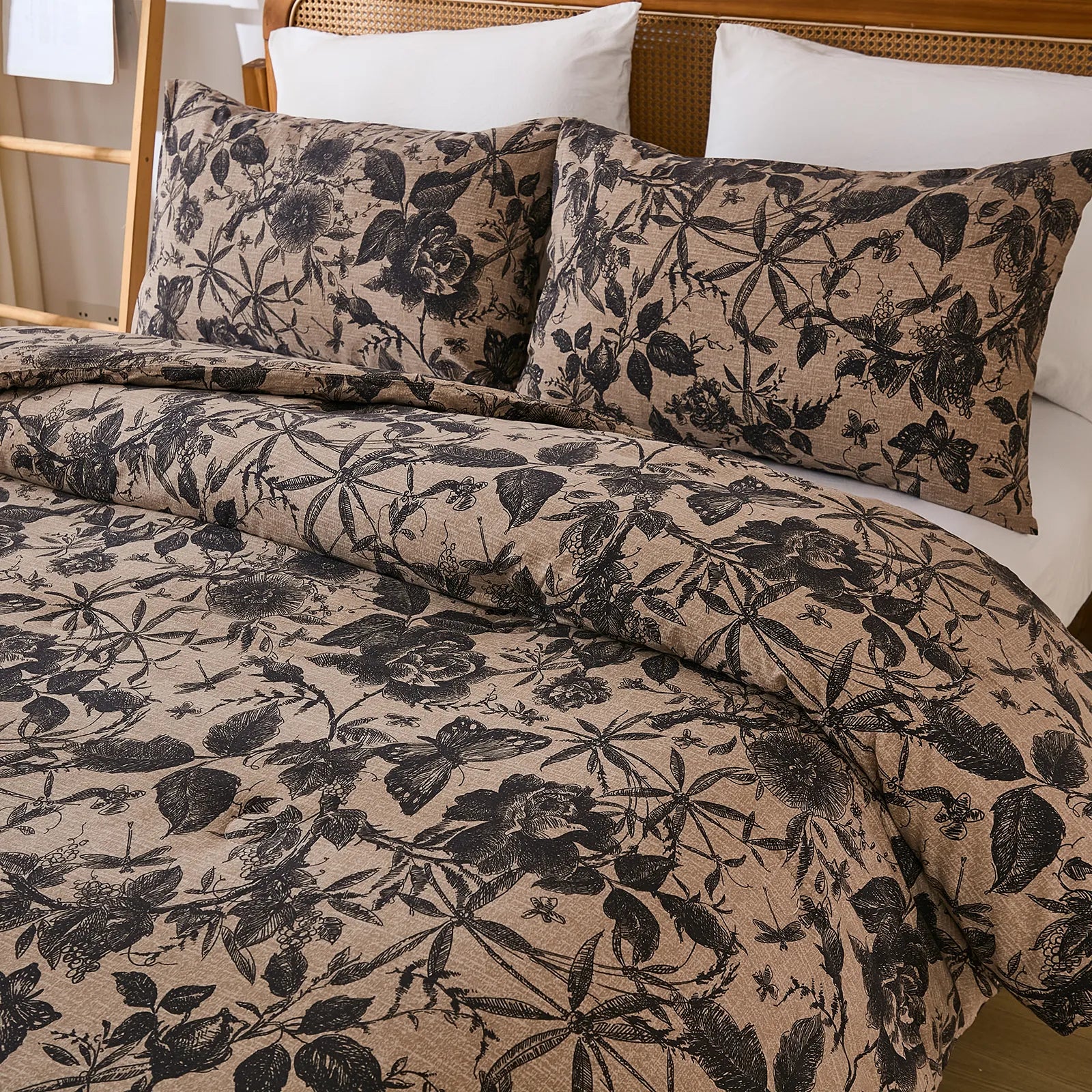 black and brown floral comforter sets