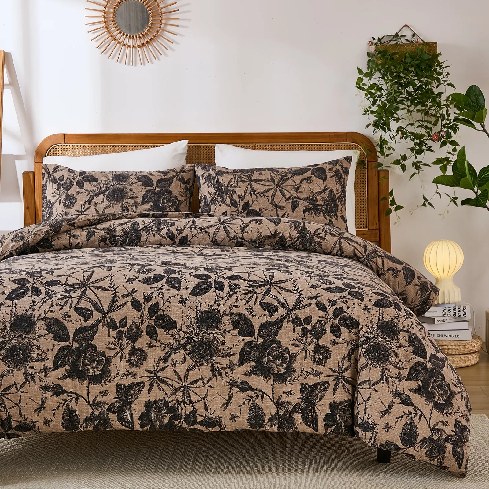 black and brown floral comforter set king size