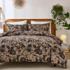 black and brown floral comforter set king size