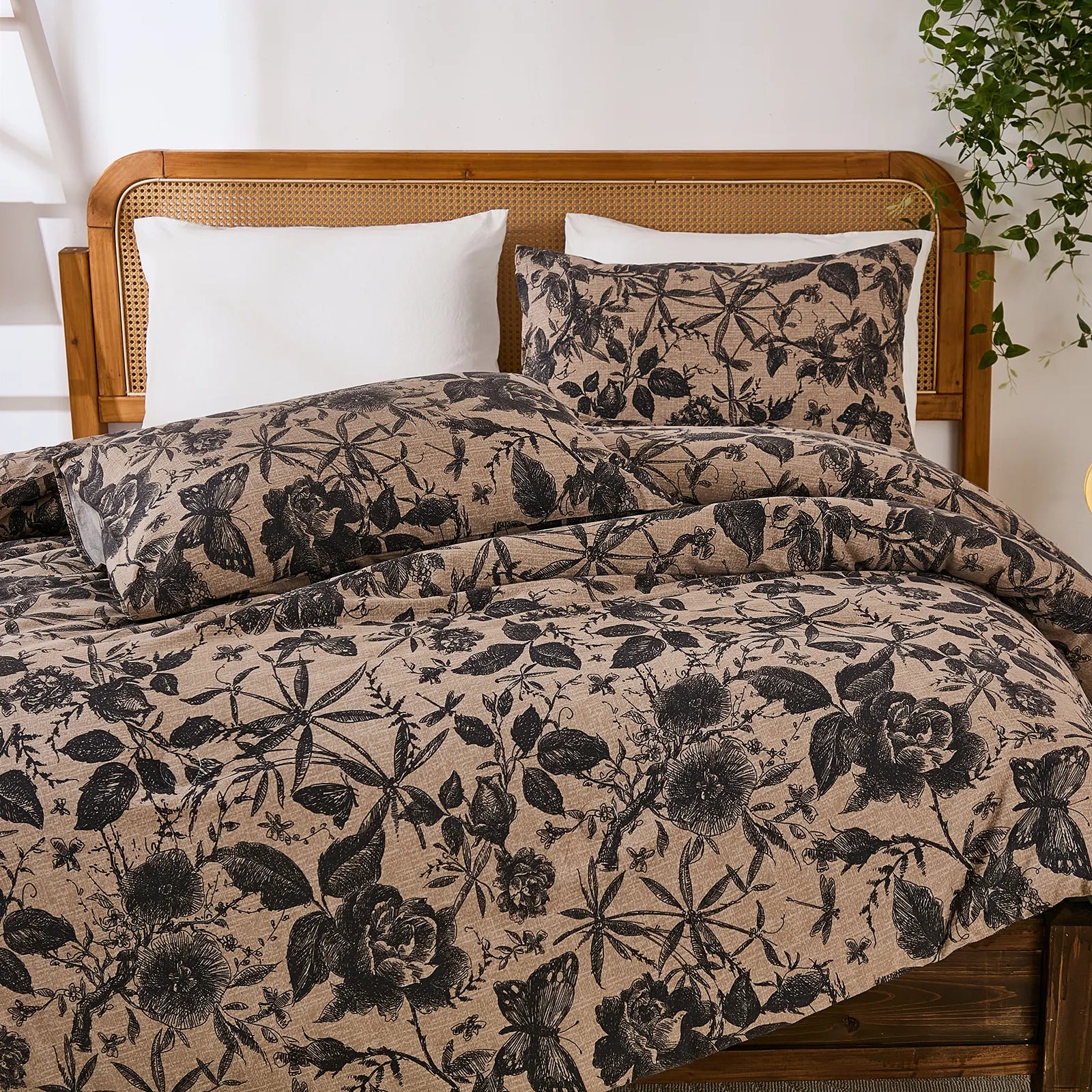 black and brown floral comforter set queen size