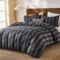 black and grey stripe  comforter sets