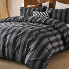 black and grey stripe comforter set queen size