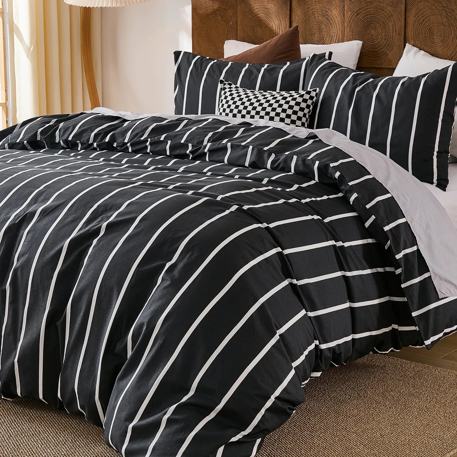 black and white pinstripe bedding sets