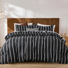 black and white pinstripe bedding set queen size