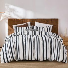 black and white stripe bedding set queen size