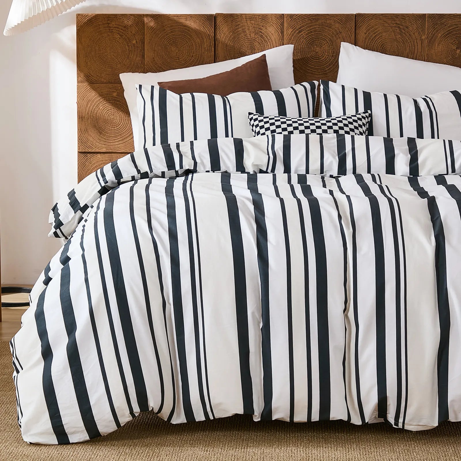 black and white stripe comforter set king size
