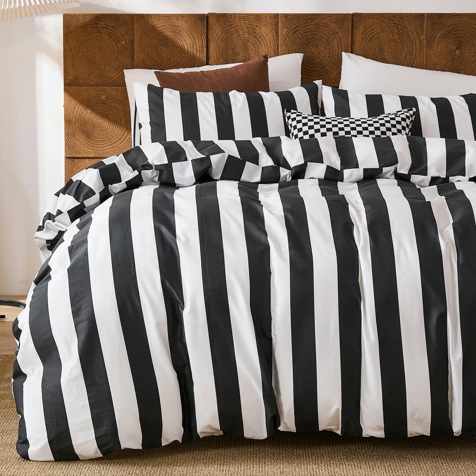 black and white stripes comforter set king size
