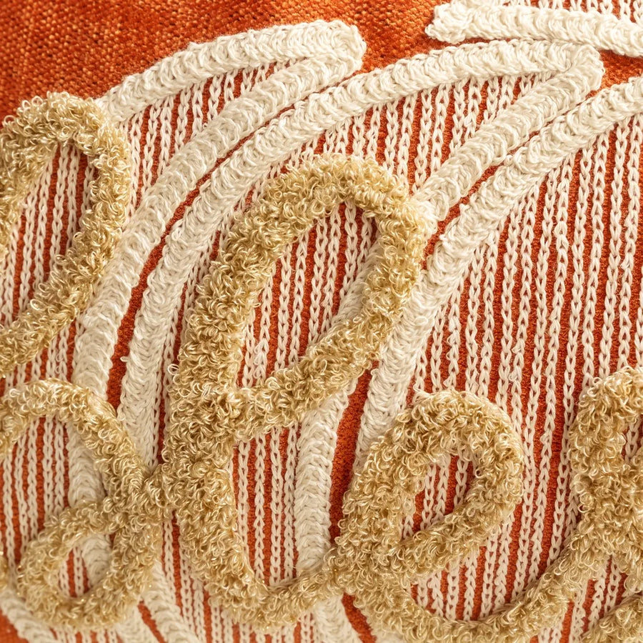blessed pumpkin embroidered throw pillow cover pumpkin orange tufted embroidery detail