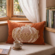 blessed pumpkin embroidered throw pillow cover pumpkin orange window nook decor