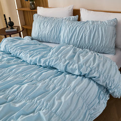 blue cotton embroidered bedding set