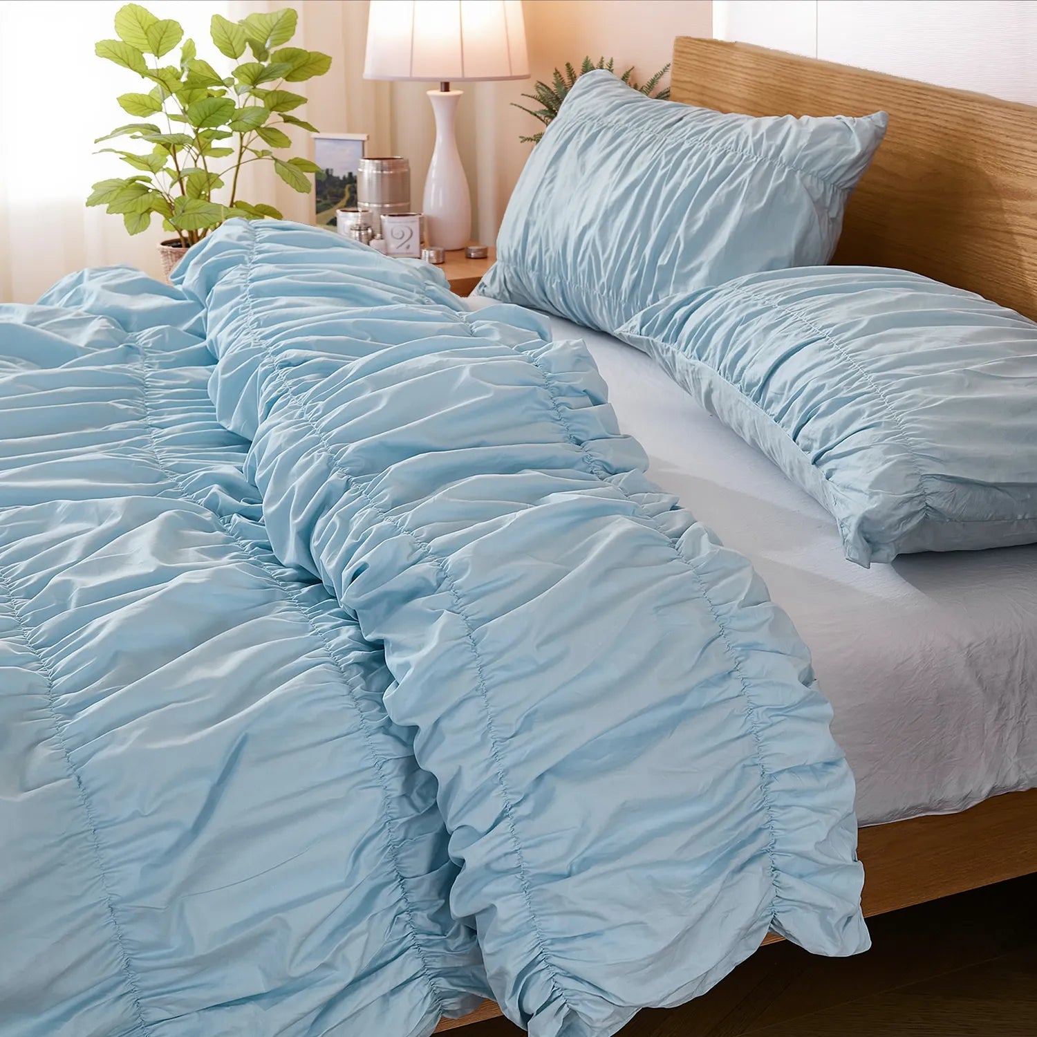 blue cotton embroidered bedding sets