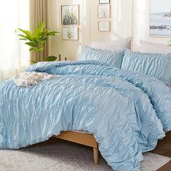 blue cotton embroidered comforter set queen