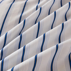 blue cotton pinstripe duvet cover sets