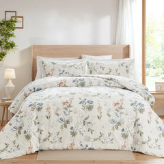 Full view of blue floral duvet cover set