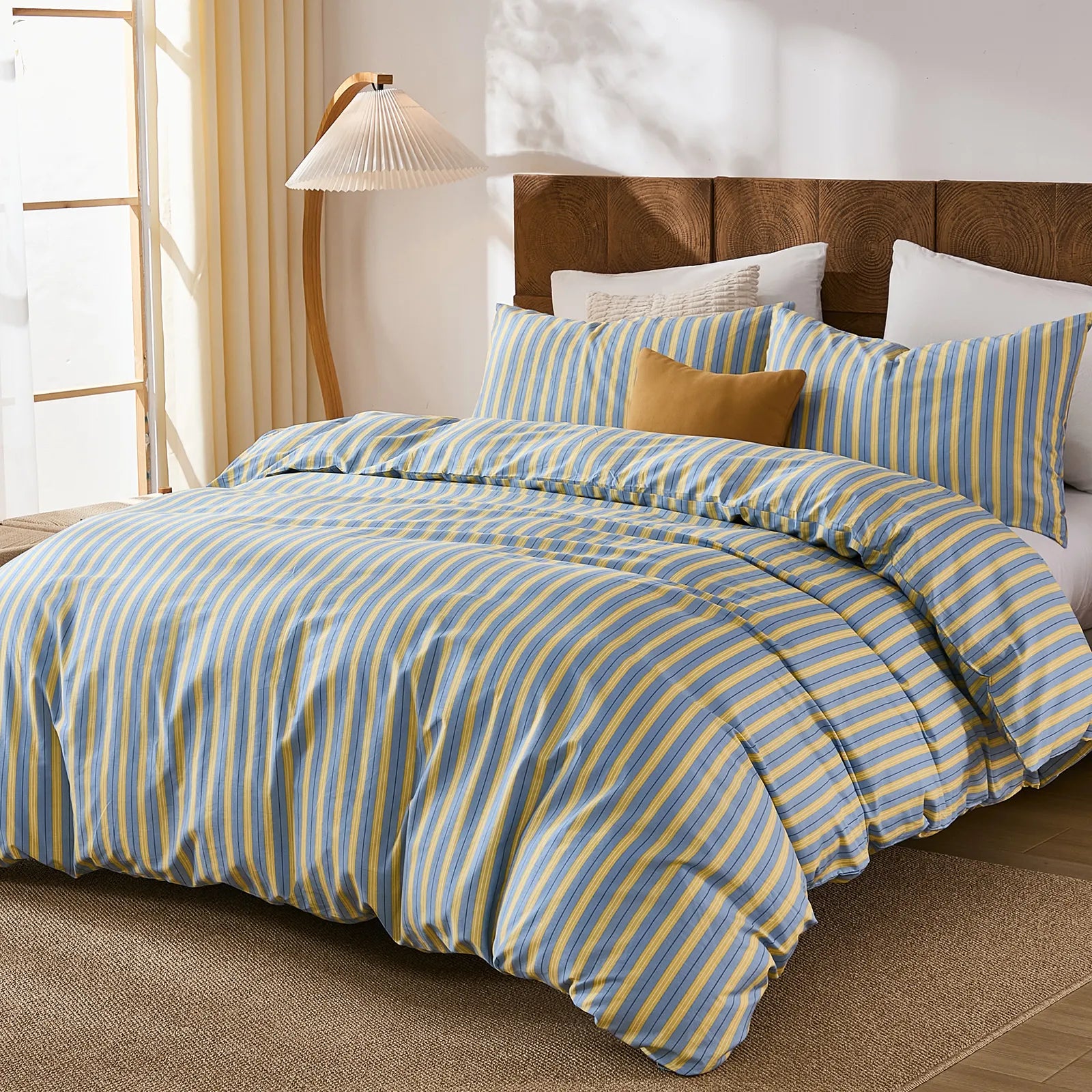 blue and yellow stripe comforter sets