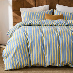 blue and yellow stripe comforter set king size