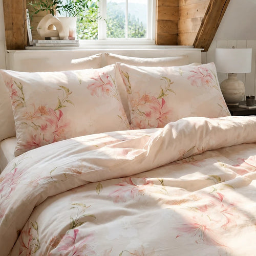 blush lily blossom duvet cover set pink watercolor floral bedding