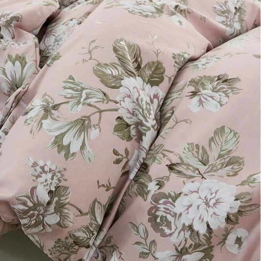 blush peony victorian duvet cover set floral bedding detail