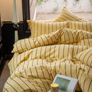 bohemian amber striped bedding interior design