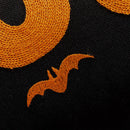boo charm pillow cover black orange boo bat embroidery close up