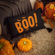 boo charm pillow cover black orange boo pumpkin carpet decor