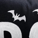 boo charm pillow cover black white boo bat embroidery close up