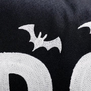 boo charm pillow cover black white boo bat embroidery close up
