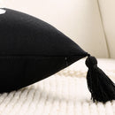 boo charm pillow cover black white boo tassel zipper detail