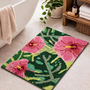botanical bloom rug hibiscus bloom bathroom decor scene