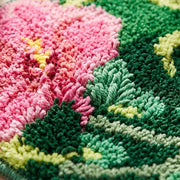 botanical bloom rug hibiscus bloom tufted petal texture closeup