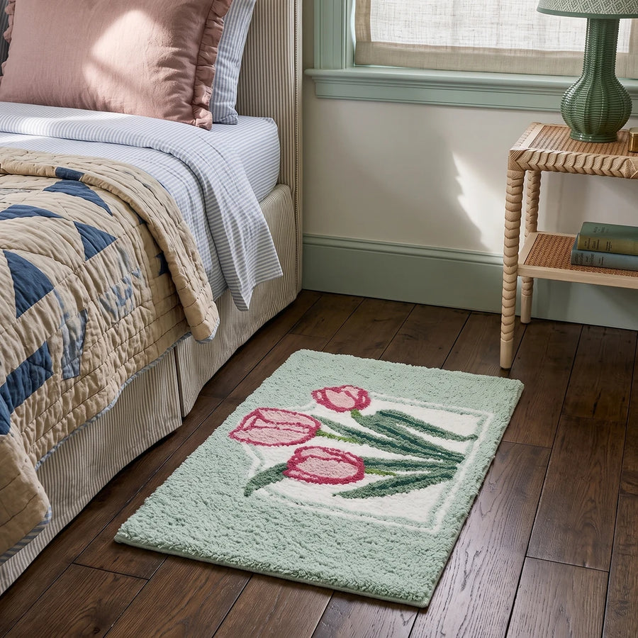 botanical bloom rug tulip window bedroom accent rug scene