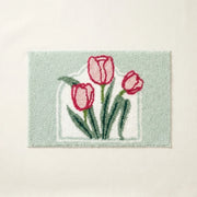 botanical bloom rug tulip window pink tulip bath mat