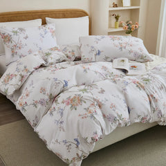 white butterfly floral bedding side