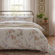 shabby chic wildflower bedding set with butterfly print and cream cotton fabric