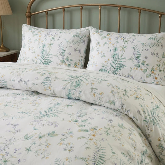 botanical leaf and flower print pillowcases detail soft cotton
