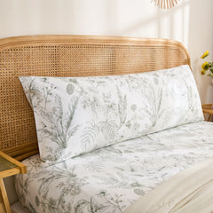 Botanical Line Cotton Long Pillowcase close angled view