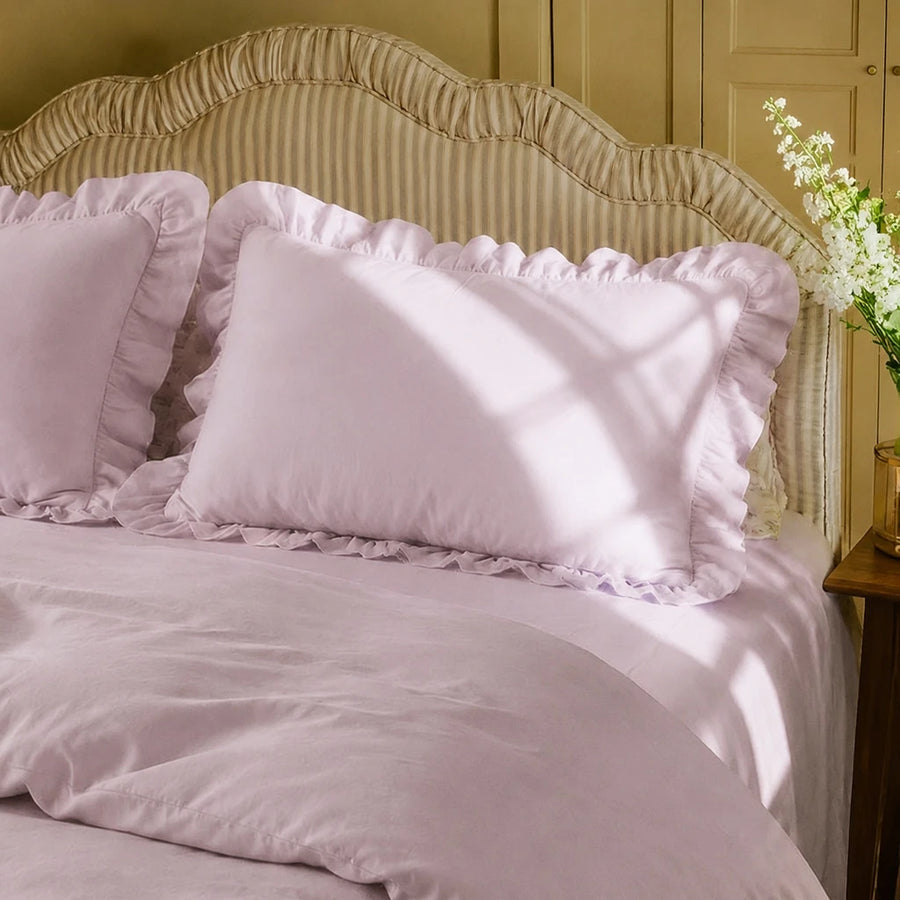 botanical sanctuary lilac cotton pillow sham ruffles
