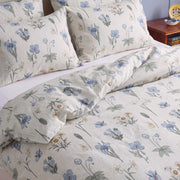 botanical whimsy floral duvet cover set cream blue iris nightstand