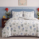 botanical whimsy floral duvet cover set cream blue wainscoting bedroom decor
